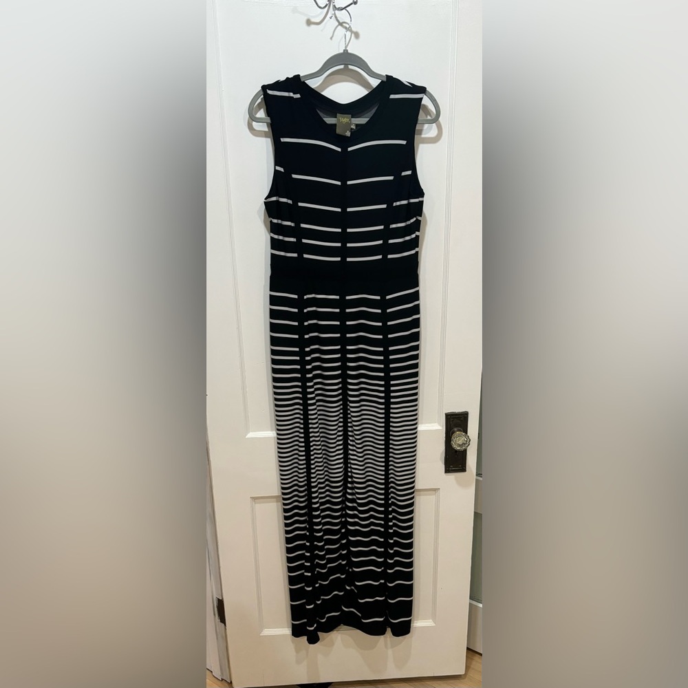 Taylor black and white striped maxi dress